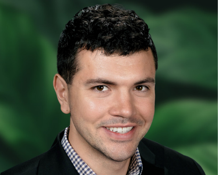 Matt Sharp on green and black background.