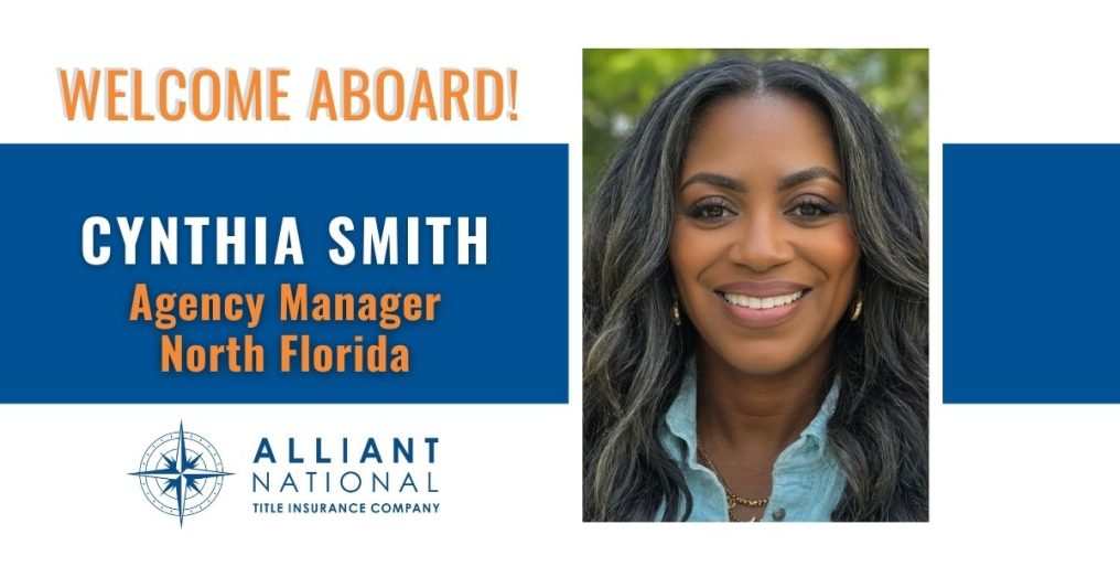 Graphic welcoming Cynthia Smith to Alliant National.